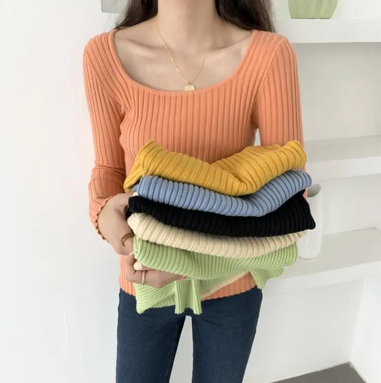 

2020 Winter Women's Casual Style Knit Solid Color O-neck Sweater